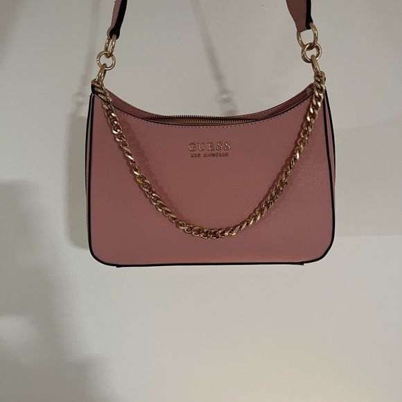 Guess Handbags - Guess Pink Shoulder Bag with Gold Chain Accent